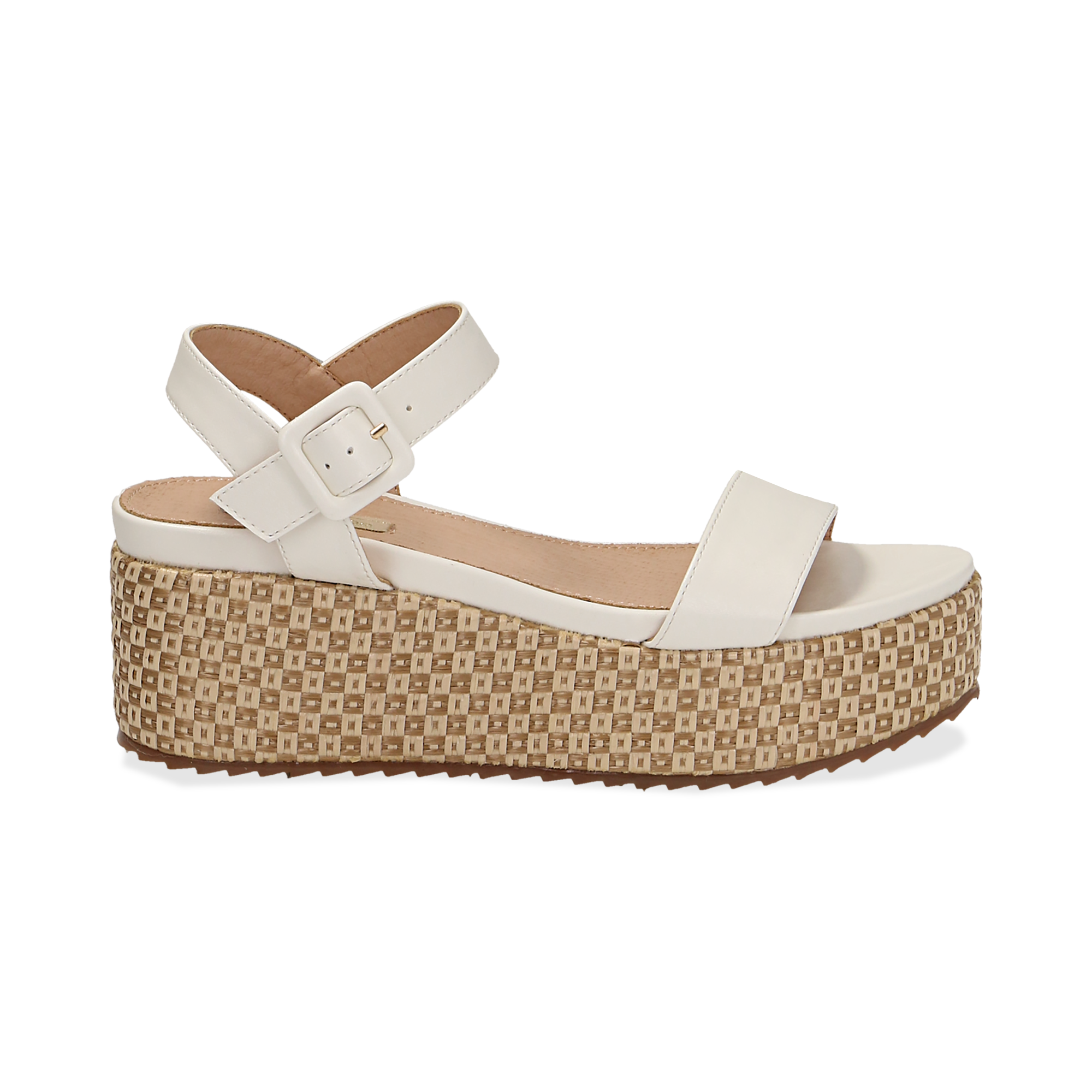 Sandali Platform Bianchi Zeppa Intrecciata 6 50 Cm Donna